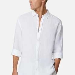 Industrie The Tennyson Linen Long Sleeve Shirt White