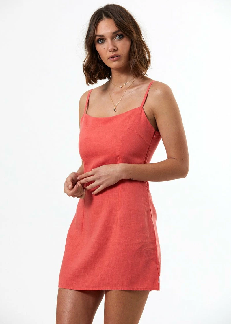 Afends Kate Hemp Slip Dress Coral 3 Afends Kate Hemp Slip Dress Coral