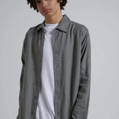 Afends Everyday Hemp Long Sleeve Shirt Olive