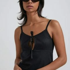 Afends Lottie Hemp Black Mini Dress -Baby Crib Clothing & Footwear Sales Store AfendsLottieHempBlackMiniDress5 800x