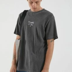 Afends Men's Static To Violent Hemp Retro Fit Tee Stone Black M204024