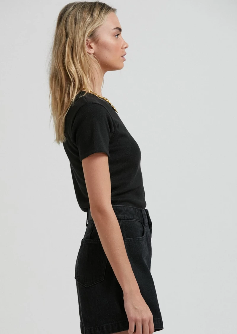 Afends Replay Hemp Ribbed T-Shirt Black W215007 6 Afends Replay Hemp Ribbed T-Shirt Black W215007 - Image 4