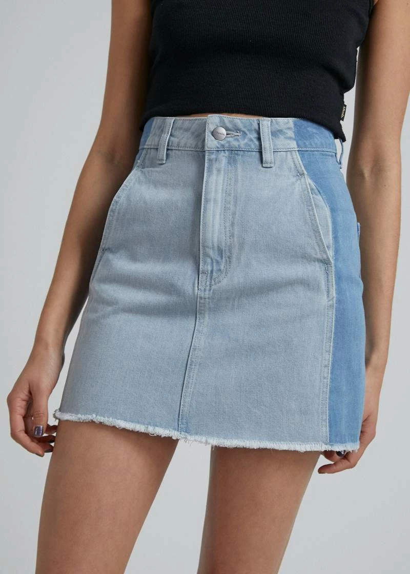 Afends Stevie Hemp Denim Panelled Skirt Stone Classic 3 Afends Stevie Hemp Denim Panelled Skirt Stone Classic