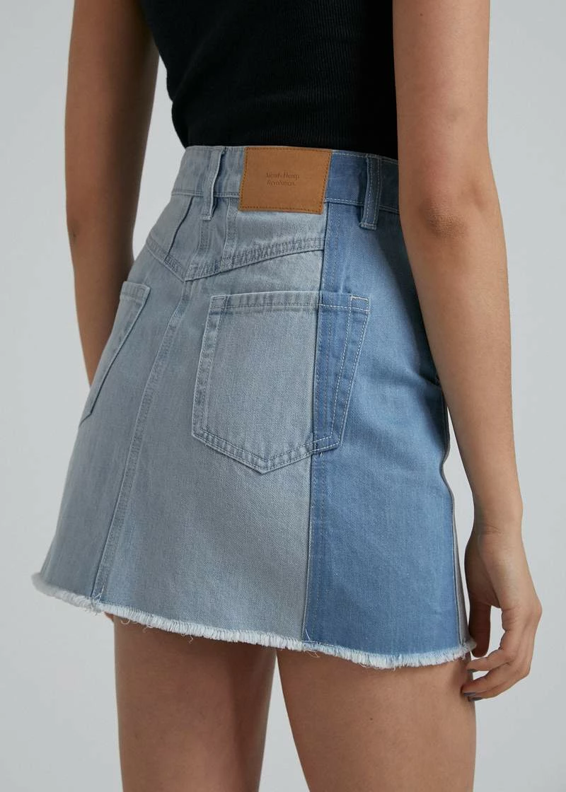 Afends Stevie Hemp Denim Panelled Skirt Stone Classic 4 Afends Stevie Hemp Denim Panelled Skirt Stone Classic - Image 2