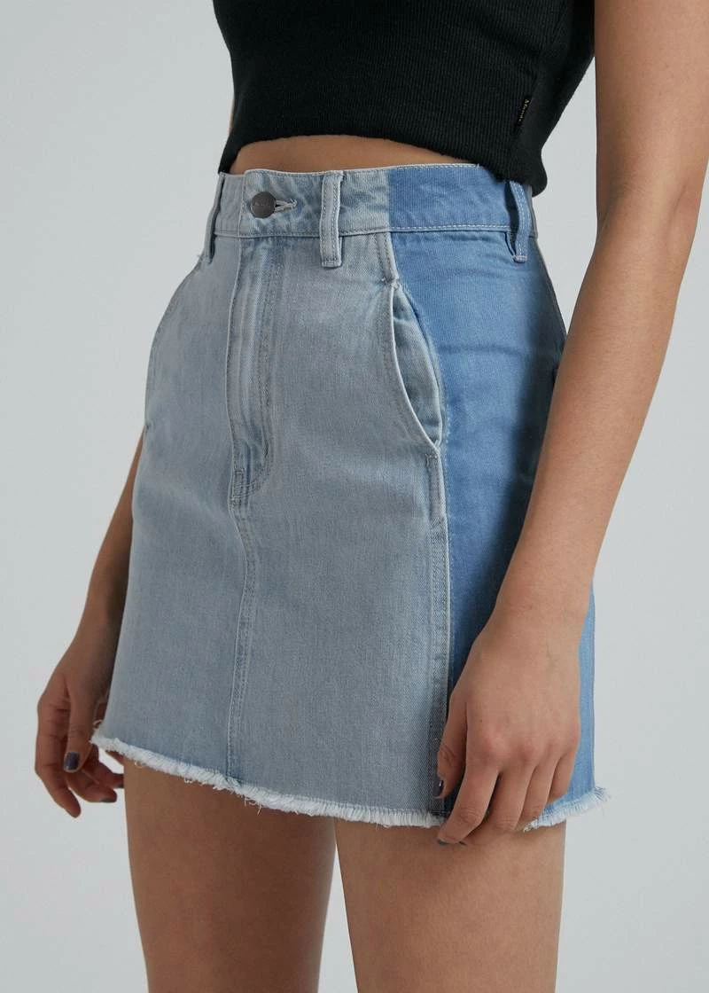 Afends Stevie Hemp Denim Panelled Skirt Stone Classic 5 Afends Stevie Hemp Denim Panelled Skirt Stone Classic - Image 3