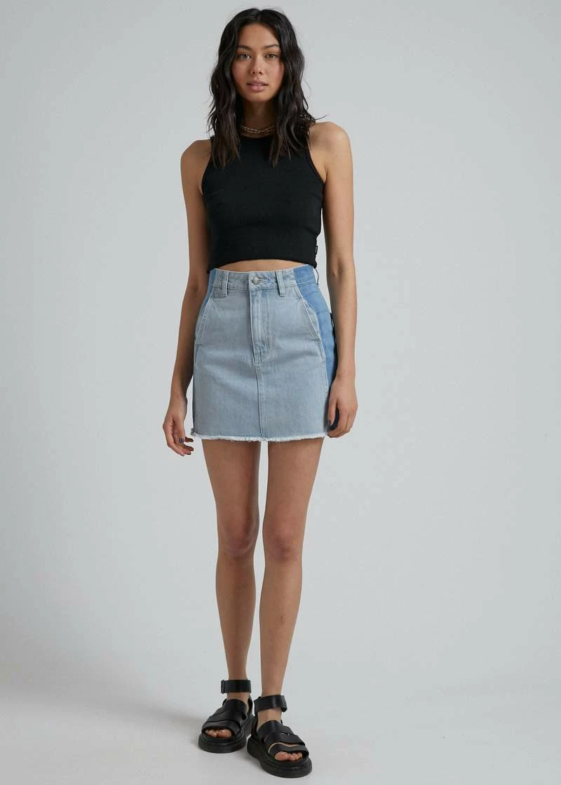 Afends Stevie Hemp Denim Panelled Skirt Stone Classic 6 Afends Stevie Hemp Denim Panelled Skirt Stone Classic - Image 4