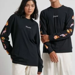 Afends Unisex 8 Ball Retro Fit Long Sleeve Tee Black M204061