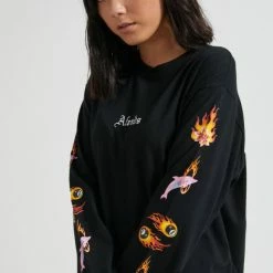 Afends Unisex 8 Ball Retro Fit Long Sleeve Tee Black M204061 -Baby Crib Clothing & Footwear Sales Store AfendsUnisex8BallRetroFitLongSleeveTeeBlackM204061FamousRockShopNewcastle 2300NSW.Australia.8 800x