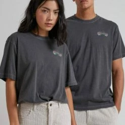 Afends Unisex Powerlines Retro Fit Tee Stone Black M204001