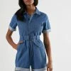 Famous Rock Shop Afends Voodoo Child Hemp Chambray Hemp Playsuit Washed Indigo