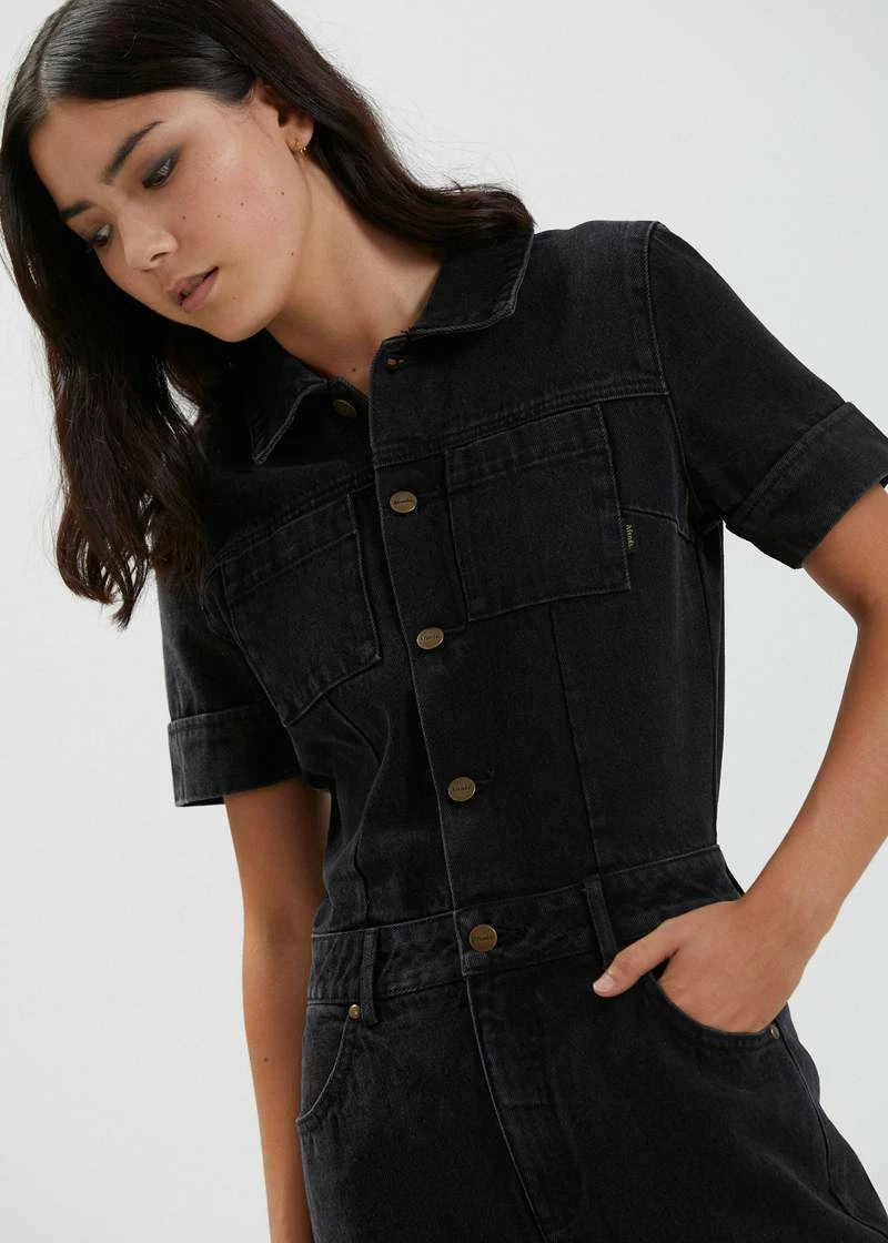 Afends Zuri Organic Denim Jumpsuit Washed Black 7 Afends Zuri Organic Denim Jumpsuit Washed Black - Image 5