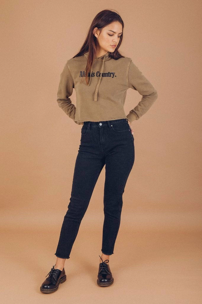 Afends AC Crop Fleece Pullover Hood Moss 7 Afends AC Crop Fleece Pullover Hood Moss - Image 5