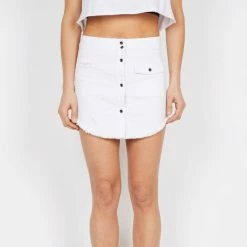 Dead Studios Distressed Denim Skirt White