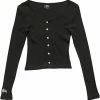 Stussy Graffiti Rib Button Through Long Sleeve Black