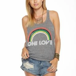 Chaser One Love Rainbow Cami Grey