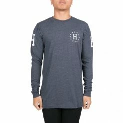 Huf Audible Long Sleeve Tee Navy Heather -Baby Crib Clothing & Footwear Sales Store huf audible navy Heather 2 1 800x