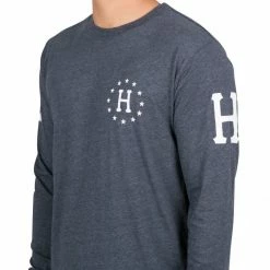 Huf Audible Long Sleeve Tee Navy Heather -Baby Crib Clothing & Footwear Sales Store huf audible navy heather 4 800x