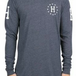 Huf Audible Long Sleeve Tee Navy Heather -Baby Crib Clothing & Footwear Sales Store huf audible navy heather 800x
