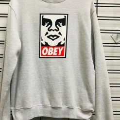 Obey OG Face Crew Men's Heather Grey Jumper