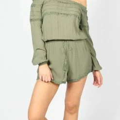 Sass Clothing Sass Talisha Shoulder Playsuit Khaki 9950DWSS