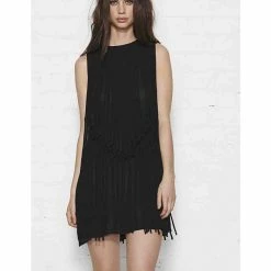 Nana Judy Mercury Fringe Black Dress